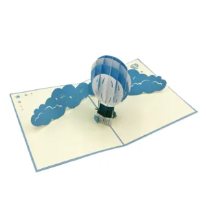 Biglietto Augurale Origami Mongolfiera Celeste