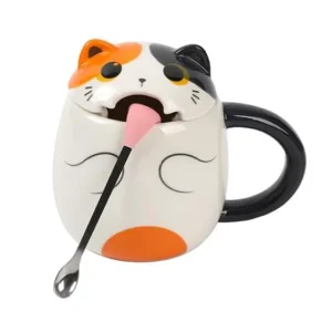 Tazza con cucchiaino a forma di lingua ORANGE CAT 400ml